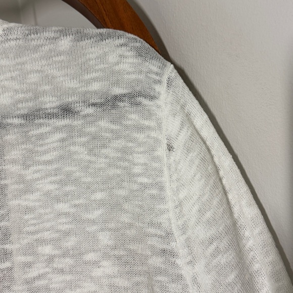 J. Jill XL White Linen Cotton Short Sleeve Open Front Knit Cardigan Sweater - Picture 10 of 10